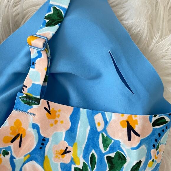 Knix Revolution Wireless Wire Free Seamless V Neck Bra Blue Floral 36 D DD 1+ - Picture 5 of 12